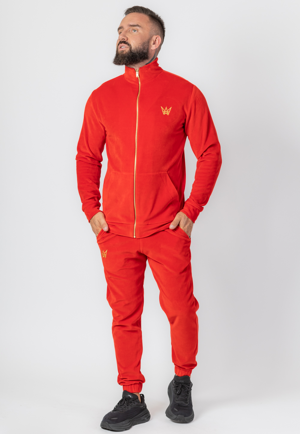 Komplet Bluza Rozsuwana Z Golfem I Spodnie Welurowy Czerwony 1 Komplet Bluza Rozsuwana Z Golfem I Spodnie Welurowy Czerwony