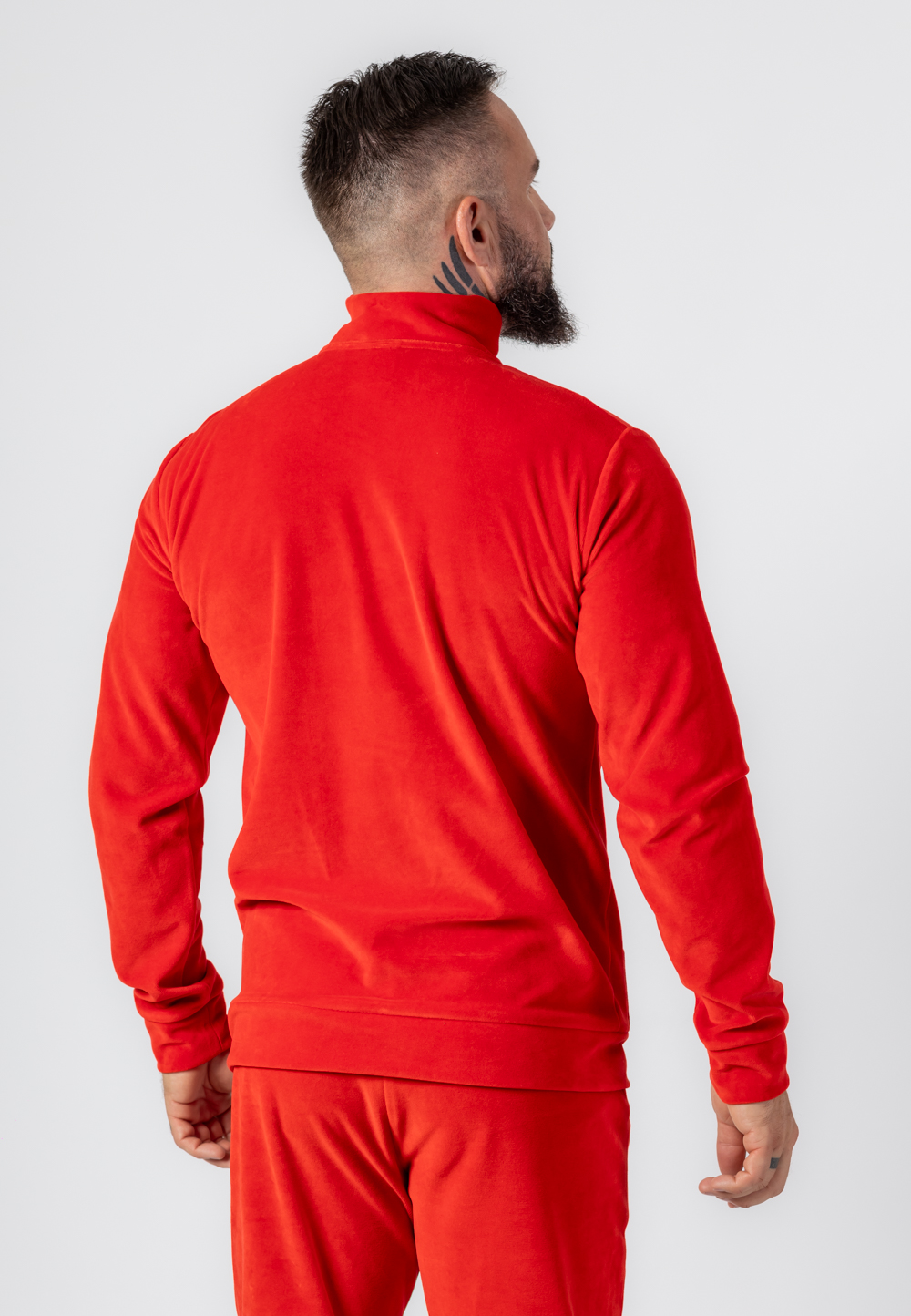 Komplet Bluza Rozsuwana Z Golfem I Spodnie Welurowy Czerwony 4 Komplet Bluza Rozsuwana Z Golfem I Spodnie Welurowy Czerwony