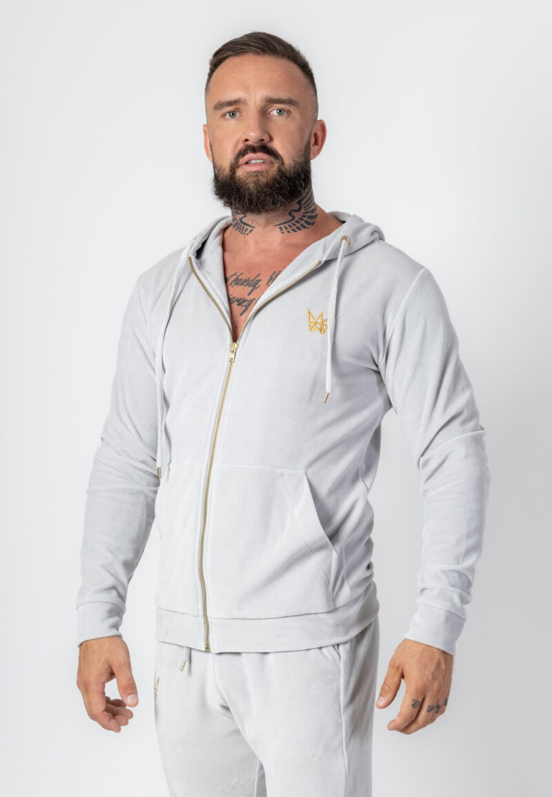 Bluza Rozsuwana Z Kapturem Welurowa Jasnoszara 47 Grizzly