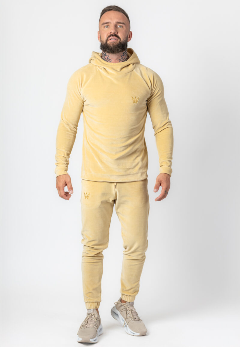 Komplet Dresowy Bluza Z Kapturem I Spodnie Welurowy Kremowy 43 Grizzly