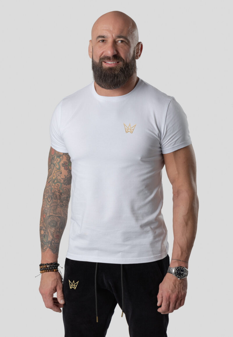 Koszulka Krótka Paco Slim Fit Biała - Złota Korona