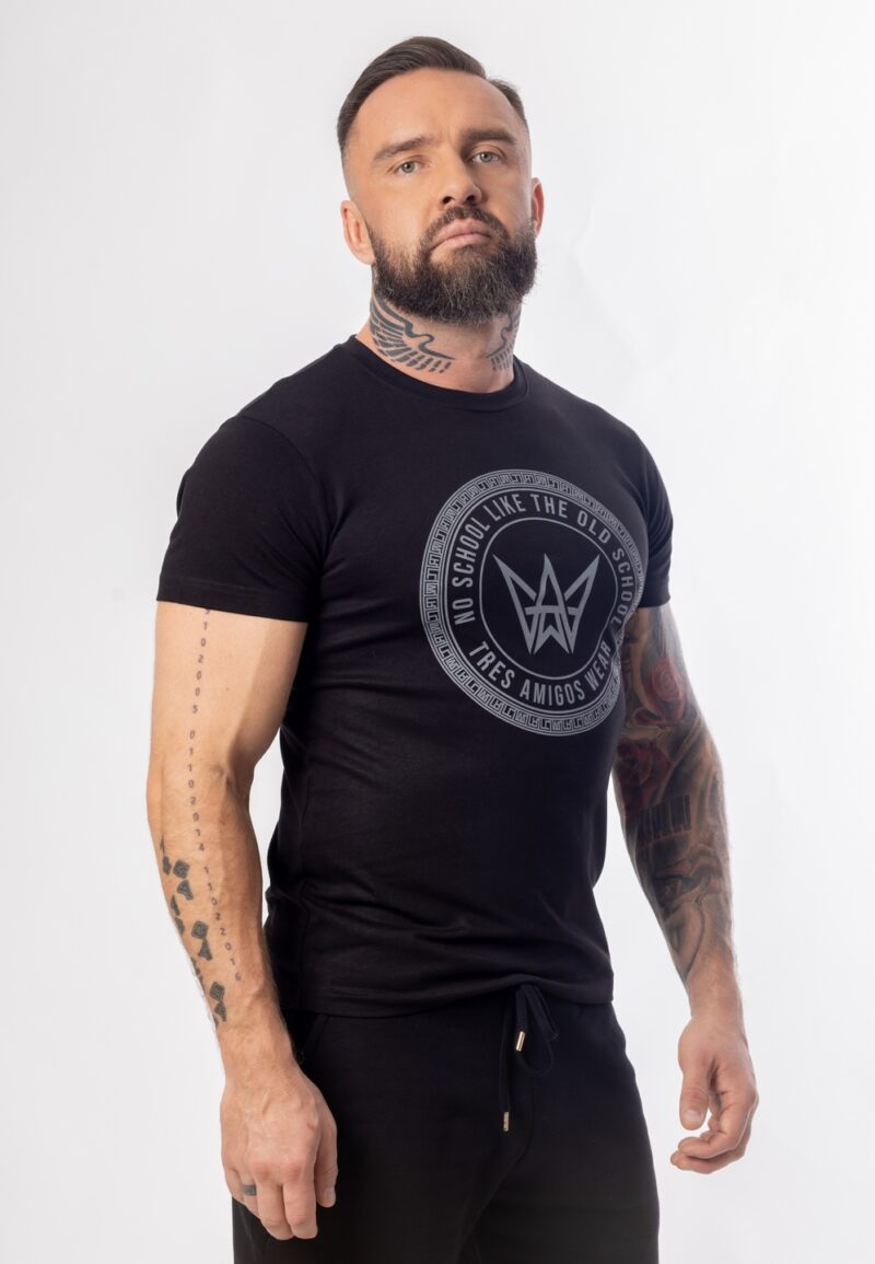 Koszulka Basic Slim Fit Classic TA Logo - Czarno-Szara