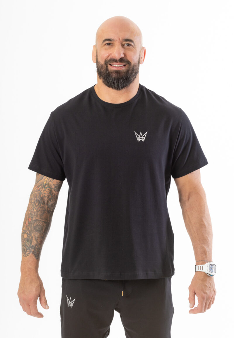 Koszulka Krótka Oversize Czarna - Srebrna Korona