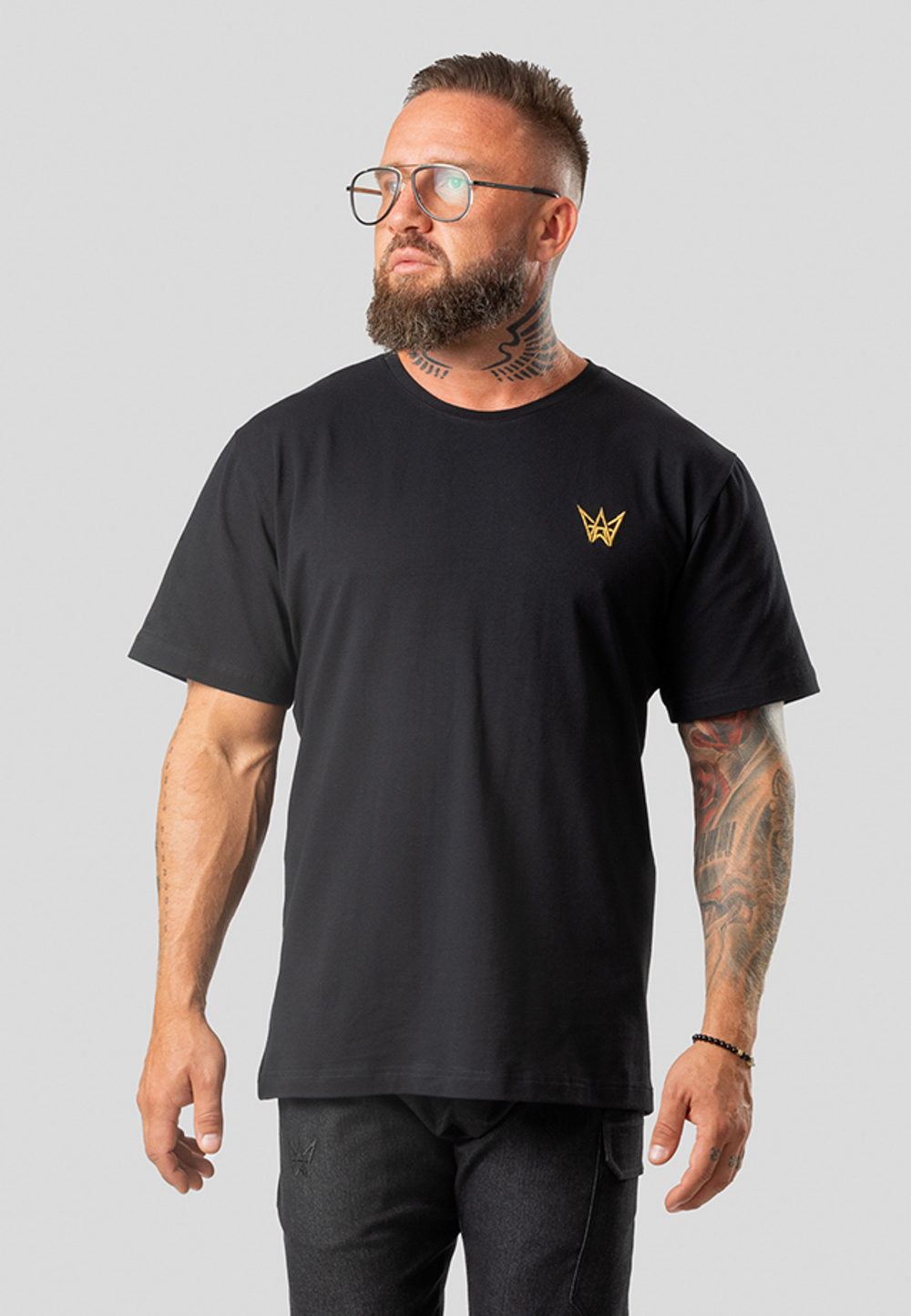 Koszulka Krótka Oversize Czarna - Złota Korona 1 Koszulka Krótka Oversize Czarna - Złota Korona