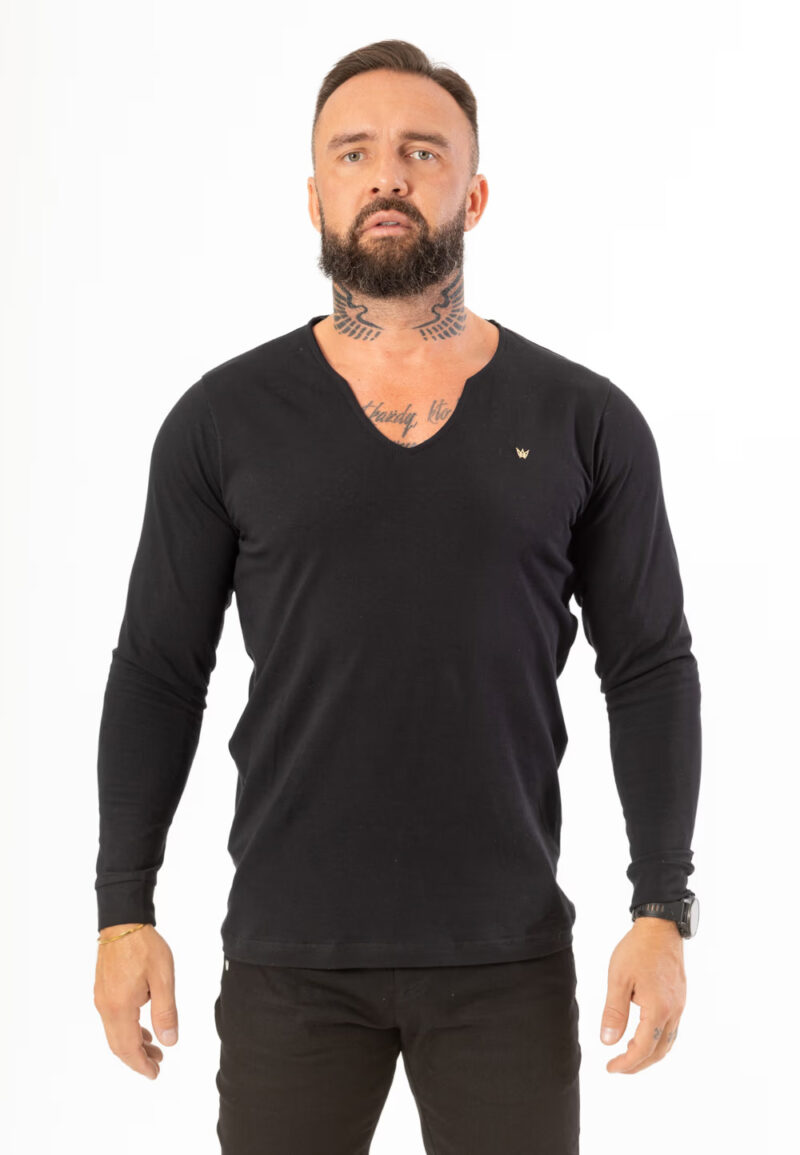 Longsleeve Weirdneck Czarny - Korona Mosiądz Pozłacany